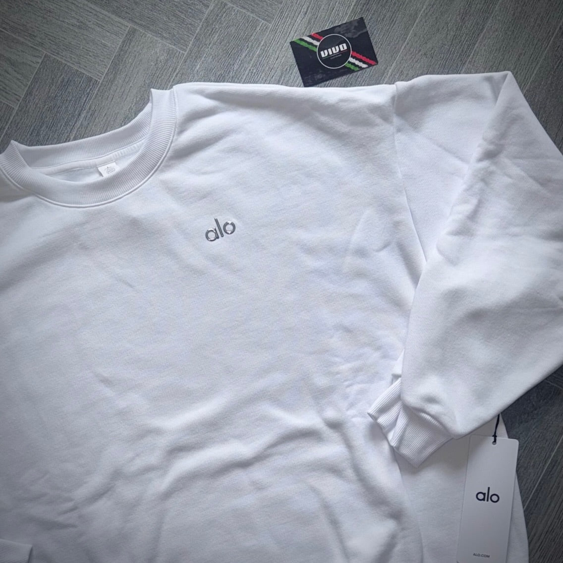 White Alo Accolade Crew Neck Pullover
