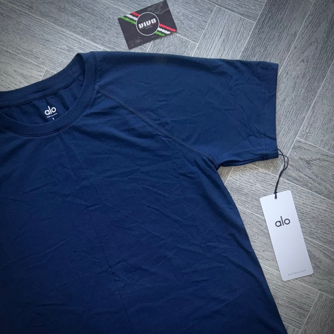 Navy ALO Vapor Crewneck Short Sleeve