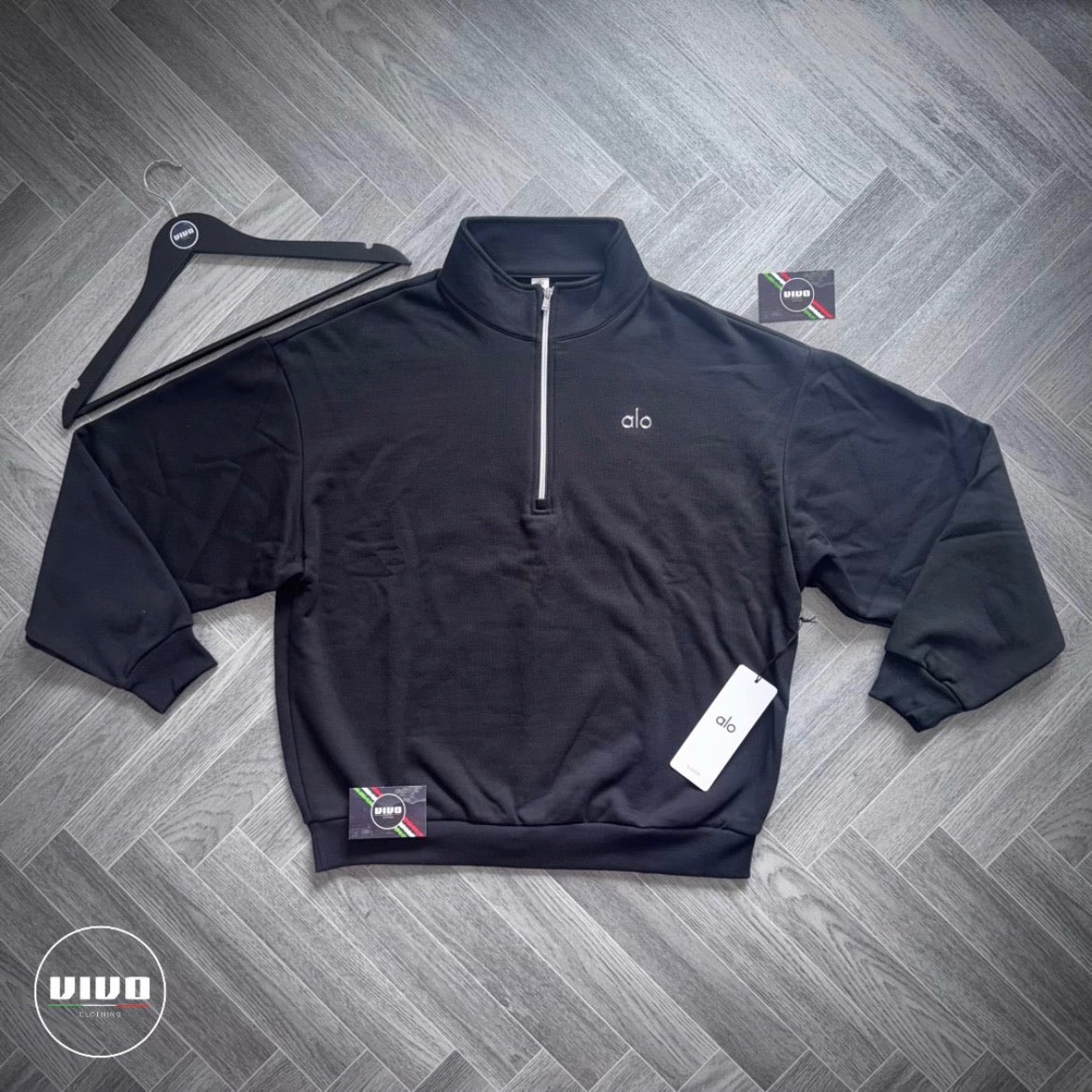 Black Alo Yoga Accolade 1/4 Zip Pullover Sweatshirt